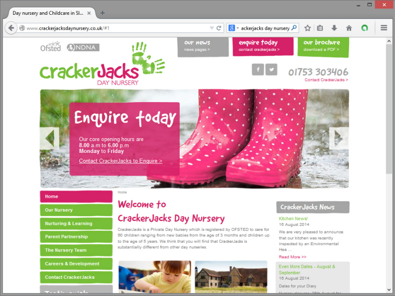 Crackerjacks Nursery Website Design