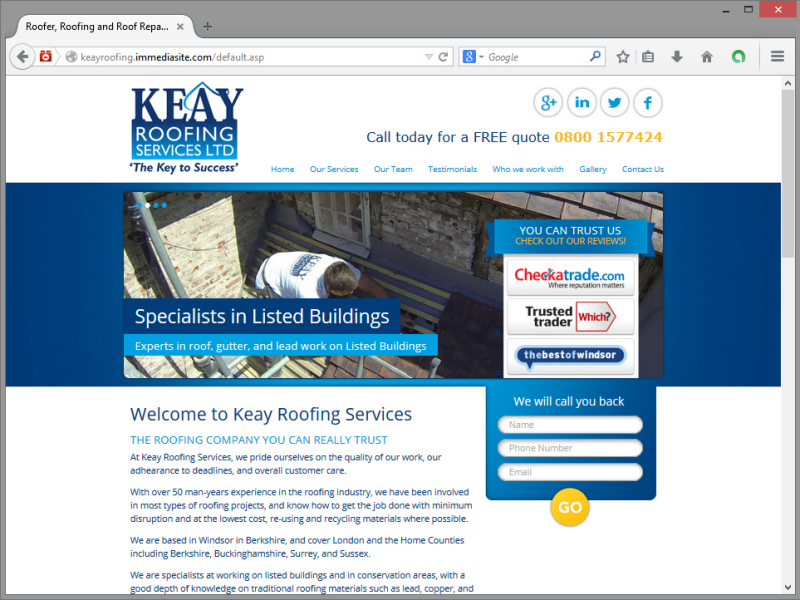 Keay Roofing Website Design