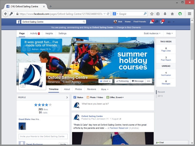 Oxford Sailing Centre Facebook Page