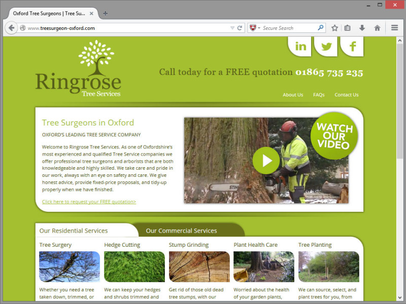 Ringrose Tree Services Website Design