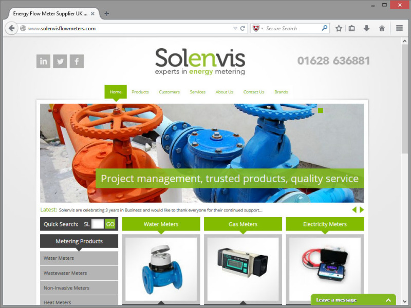 Solenvis Flowmeters Website Design