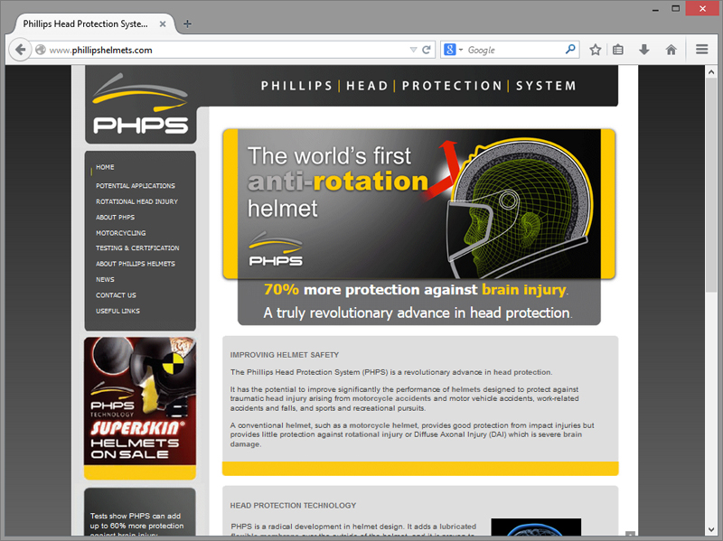 Phillips Helmets Website Design